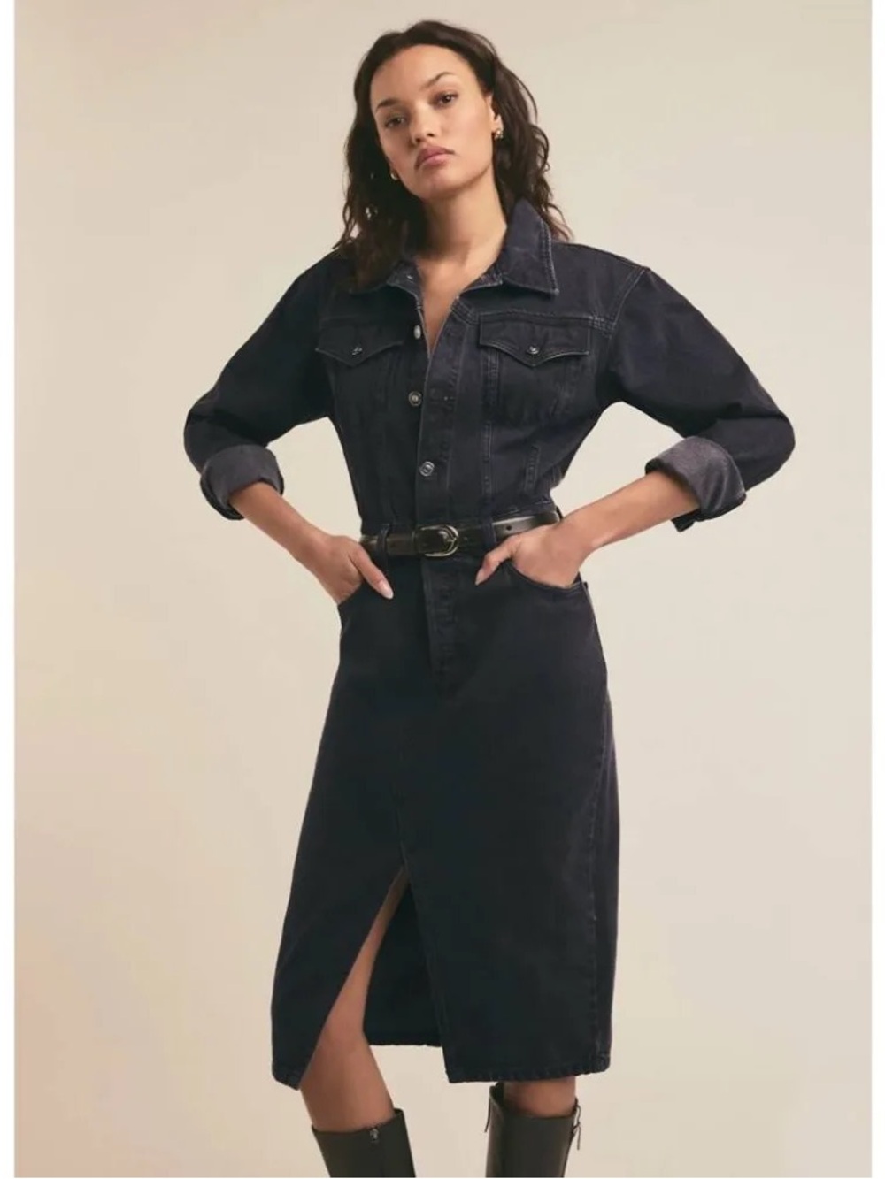 Favorite Daughter Dark Indigo Denim Midi Dress - Size 26
